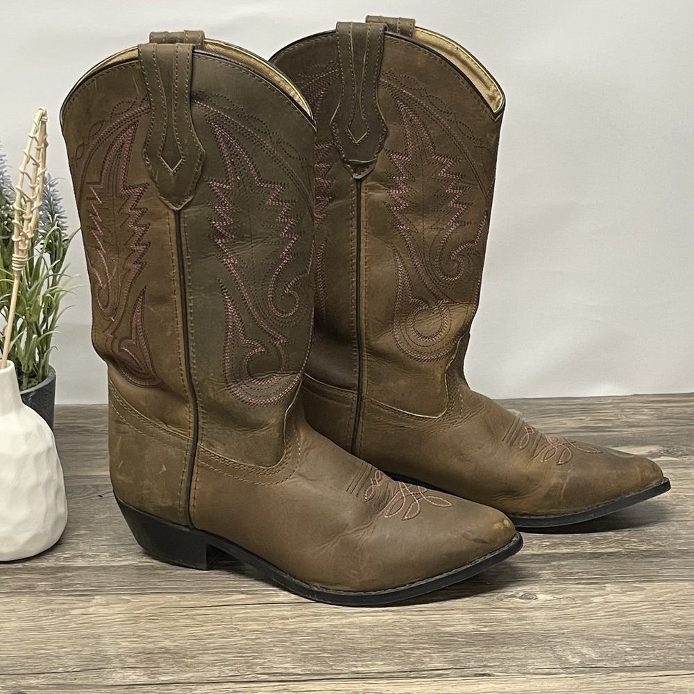 Smoky‎ Mountain Boots Western Cowboy Boots Leather Brown Pink Womens 8.5 D